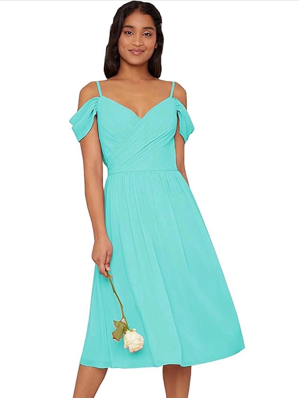 Women’s Turquoise Off-The-Shoulder Dress